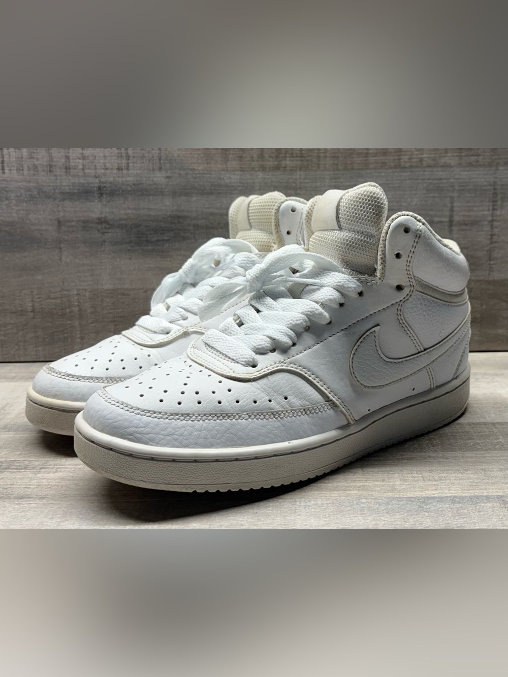 Nike Court Vision Mid Triple White Women’s 7 High Top Sneakers CD5436-100